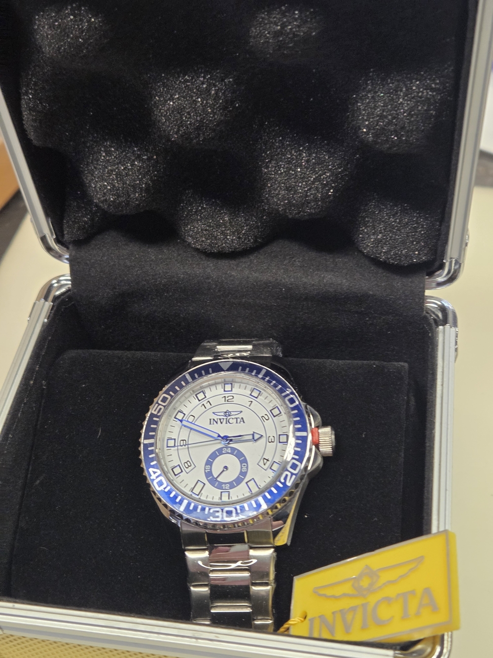 Invicta Men’s Silver and Blue Stainless Steel Watch #47124